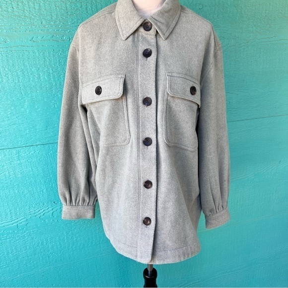 FREE ASSEMBLY SOFT WOOL BLEND SAGE GREEN SHACKET SIZE XL EUC - Picture 3 of 14